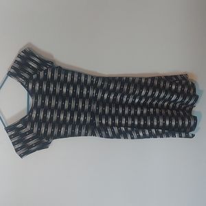 SO Brand Black, White & Blue Patterned Stretch Dress